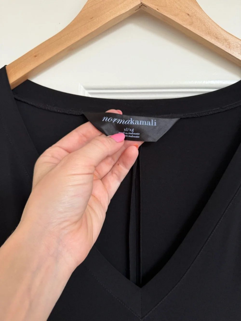 Norma Kamali Black Long Sleeve V Neck Dress XL - Picture 2 of 5